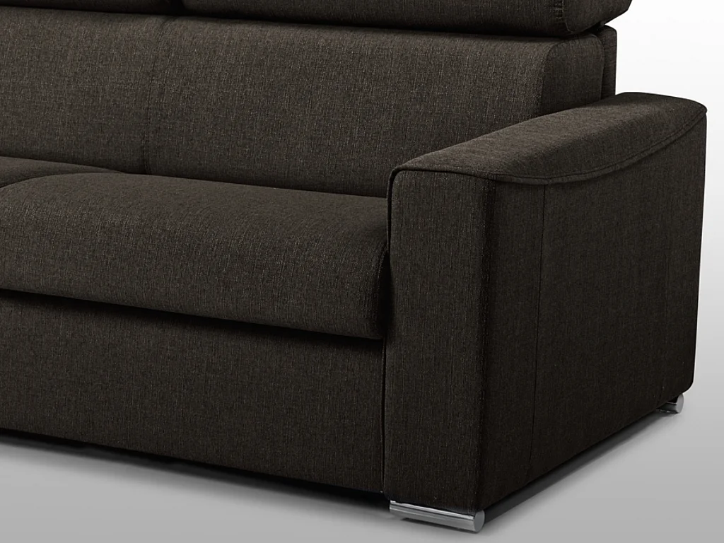 Schlafsofa 3-Sitzer - Liegefläche: 140 cm - Matratzenhöhe: 14 cm - Stoff - Braun - VIZIR