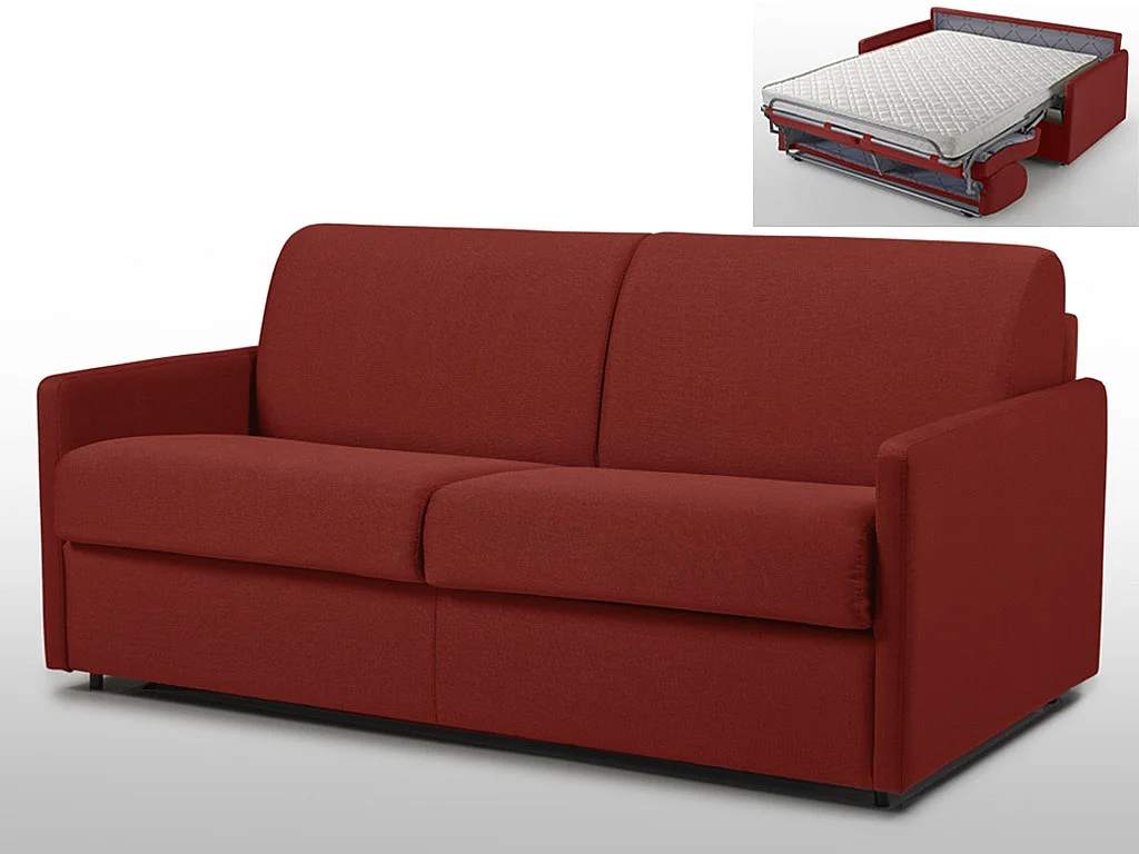 Schlafsofa 3-Sitzer - Liegefläche: 140 cm - Matratzenhöhe: 14 cm - Stoff - Rot - CALIFE