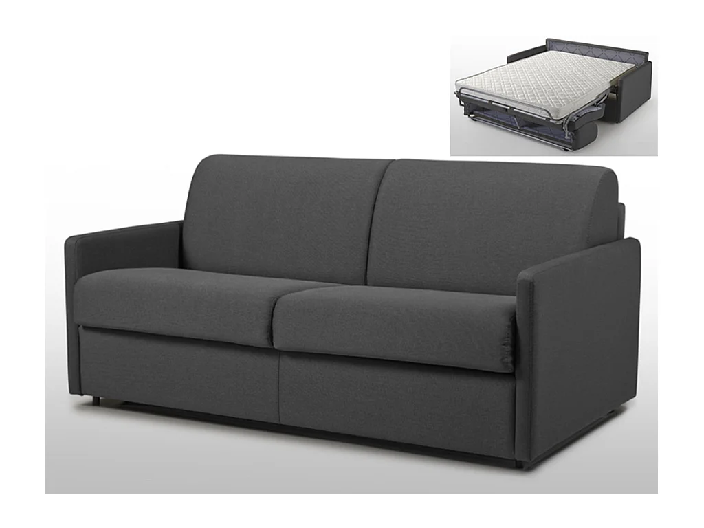 Schlafsofa 3-Sitzer - Liegefläche: 140 cm - Matratzenhöhe: 14 cm - Stoff - Grau - CALIFE
