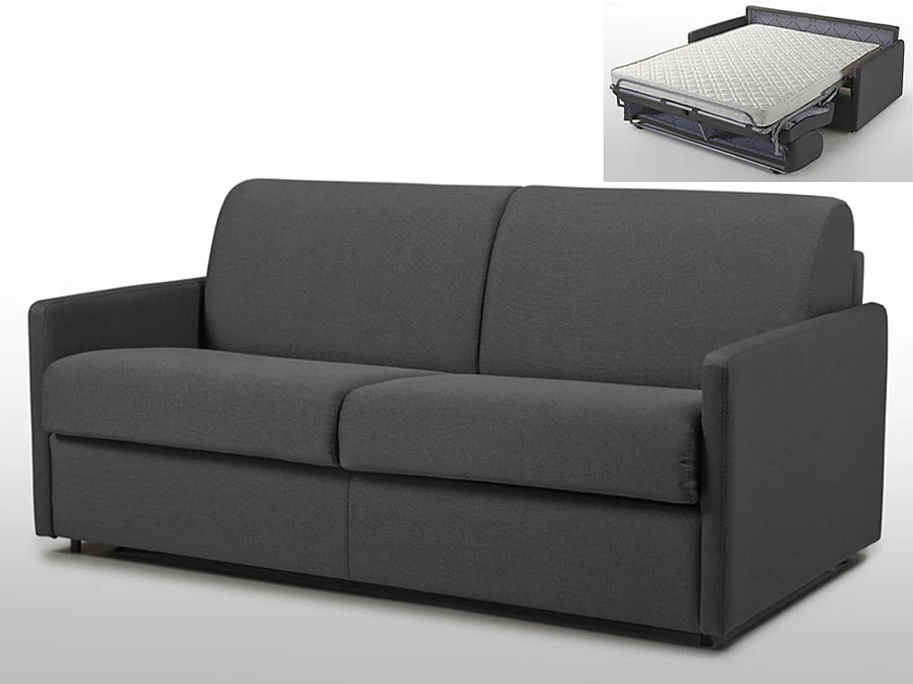 Schlafsofa 3-Sitzer - Liegefläche: 140 cm - Matratzenhöhe: 14 cm - Stoff - Grau - CALIFE