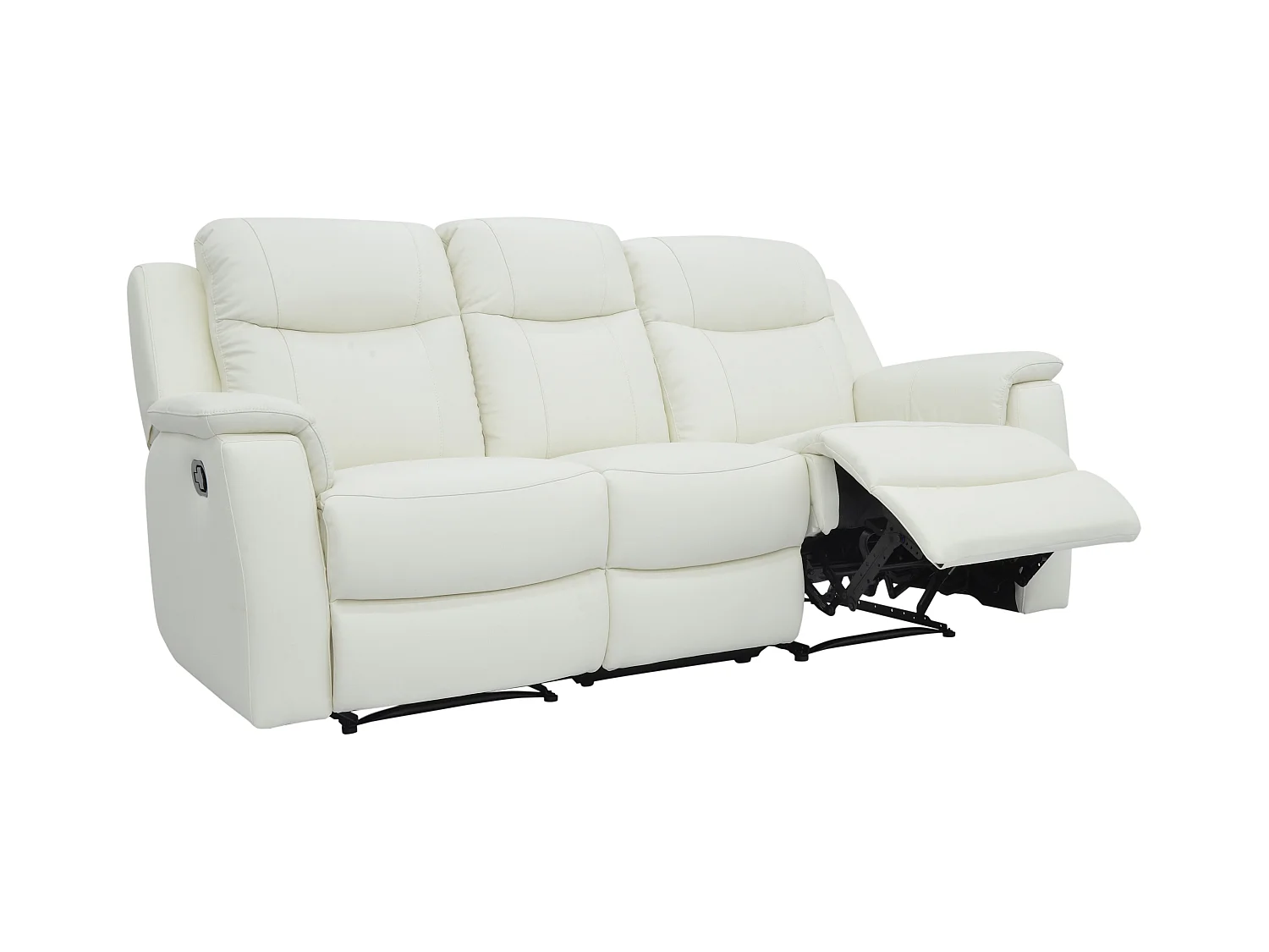 Sofá de 3+2 lugares relax com mesinha de bar em pele Branco marfim - EVASION