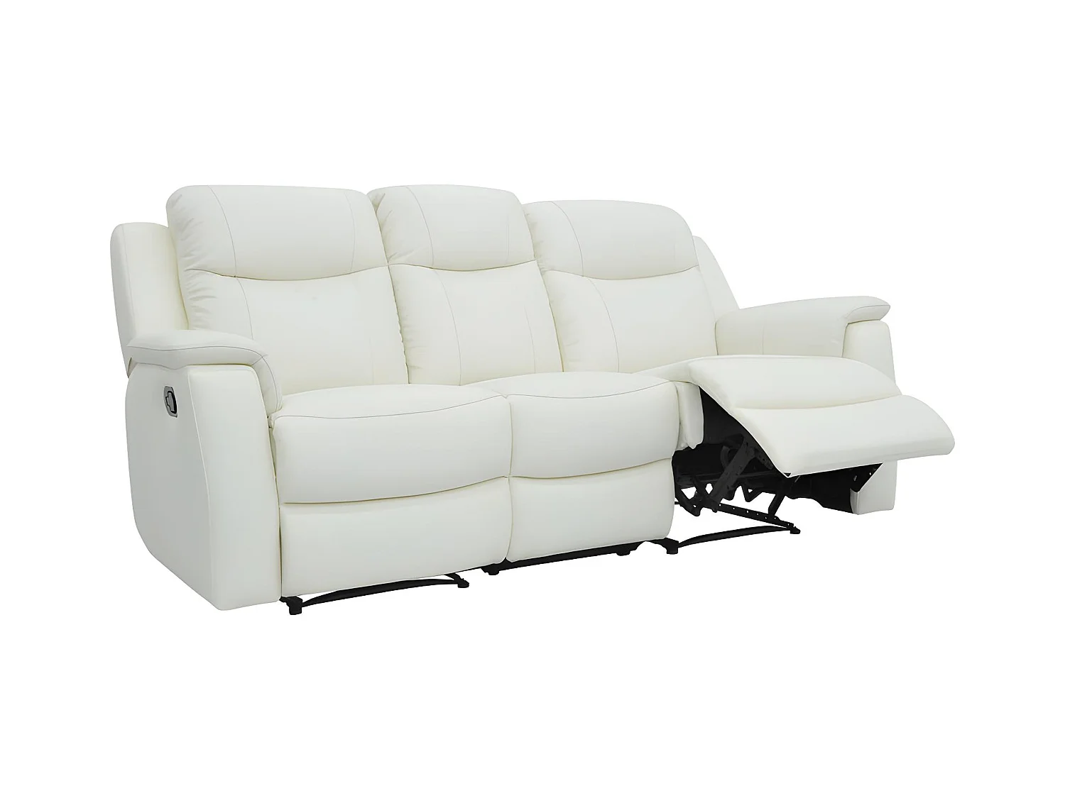 Canapé 3 places et un fauteuil relax EVASION en cuir - Blanc ivoire