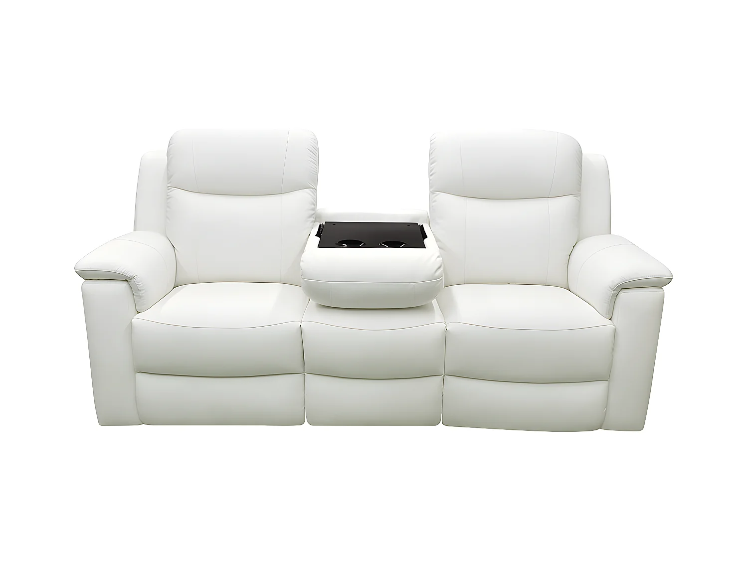 Canapé 3 places et un fauteuil relax EVASION en cuir - Blanc ivoire