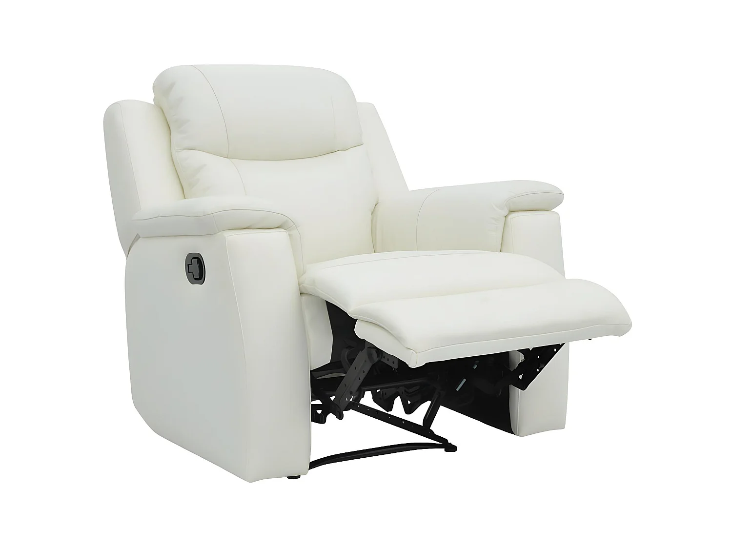 Canapé 3 places et un fauteuil relax EVASION en cuir - Blanc ivoire