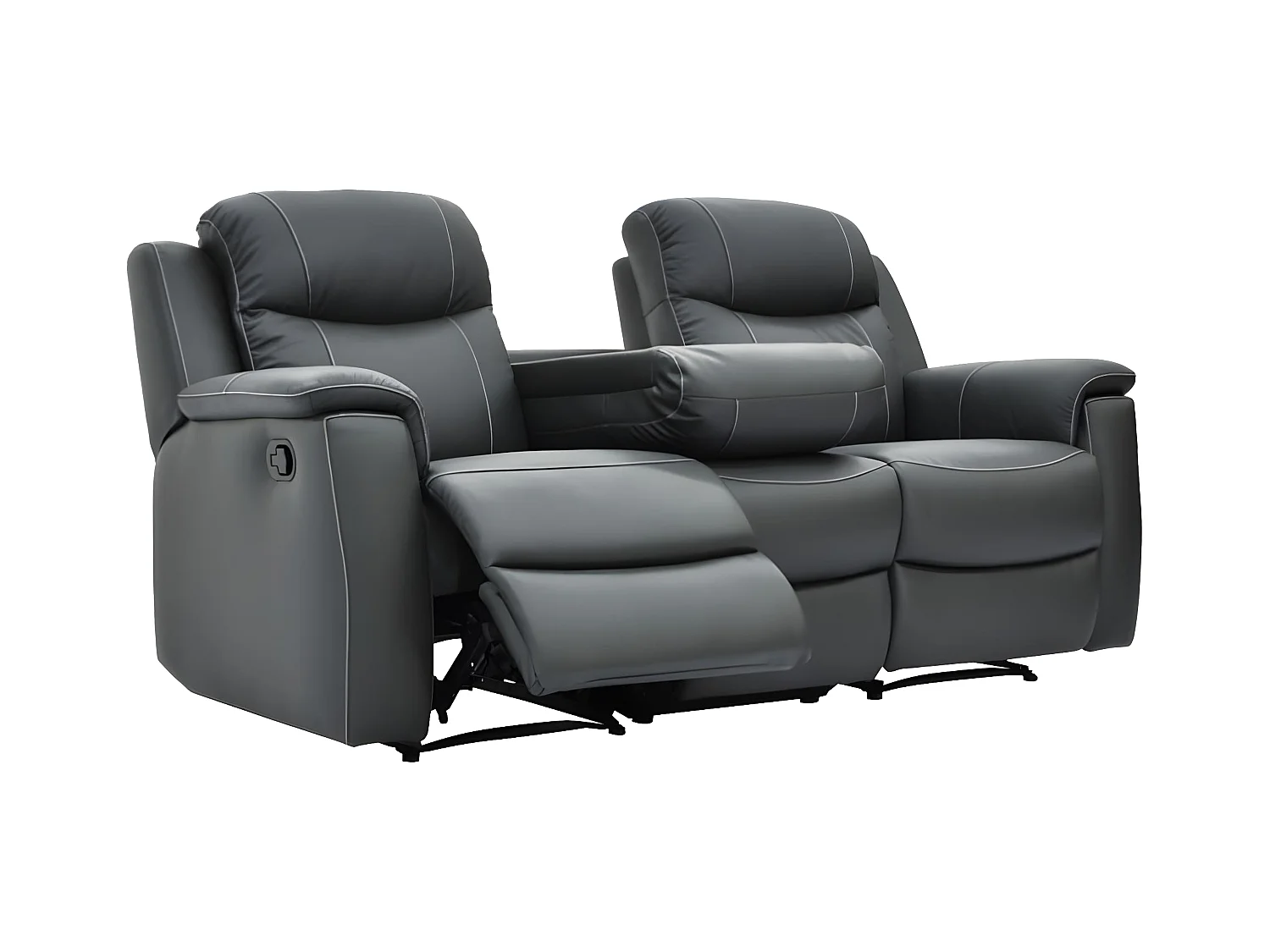 Driezits relaxbank en relaxfauteuil EVASION van leer - grijs