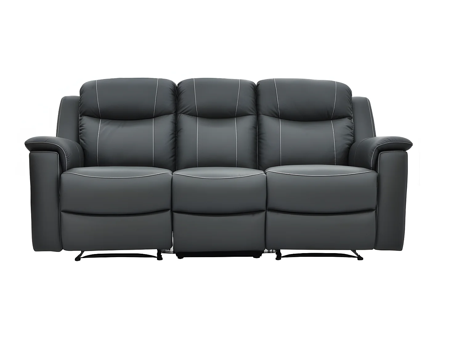 Driezits relaxbank en relaxfauteuil EVASION van leer - grijs