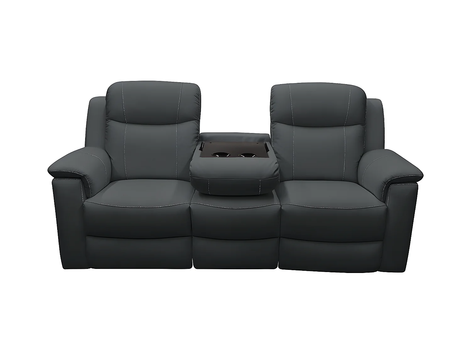 Driezits relaxbank en relaxfauteuil EVASION van leer - grijs