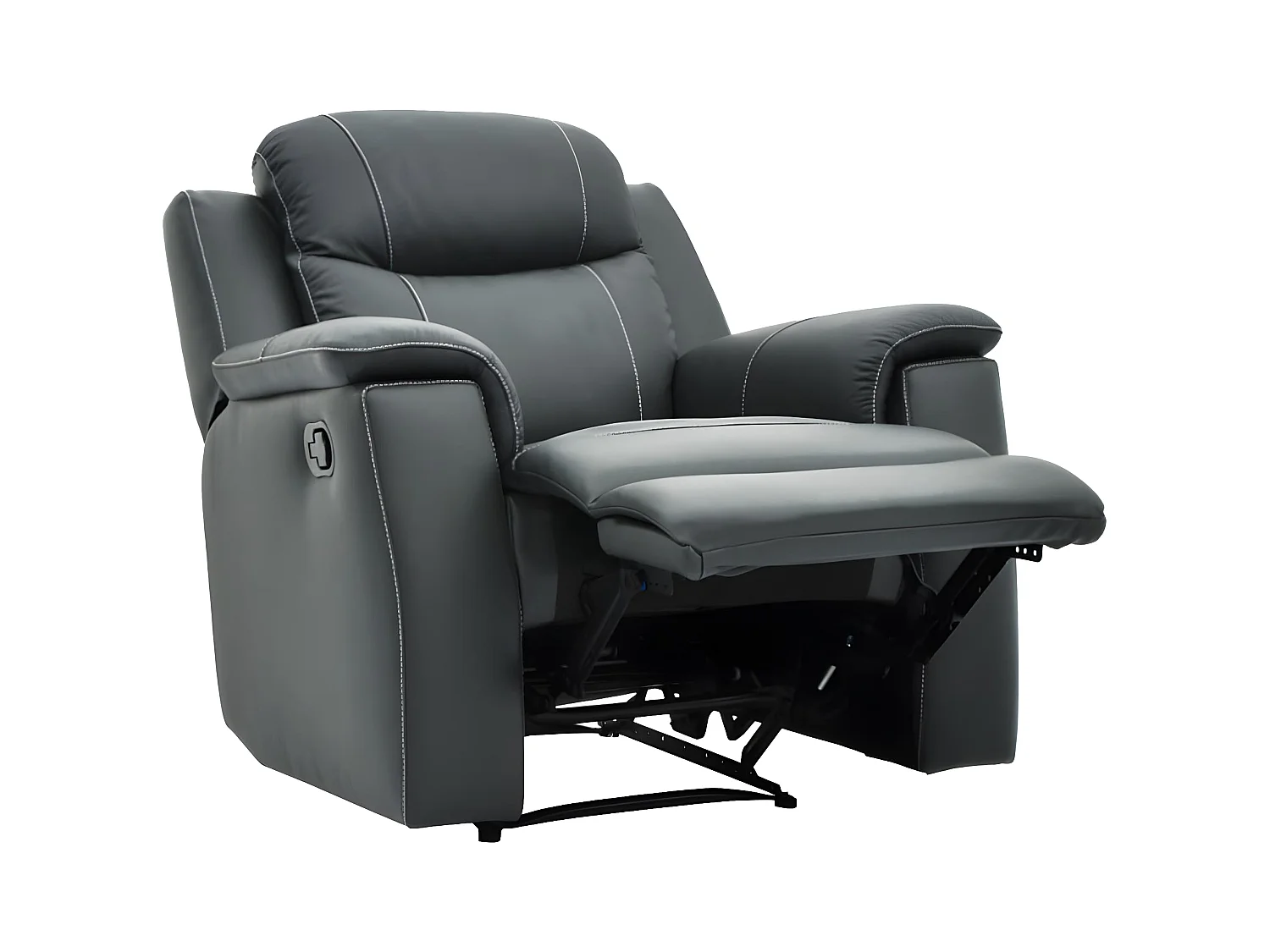 Driezits relaxbank en relaxfauteuil EVASION van leer - grijs