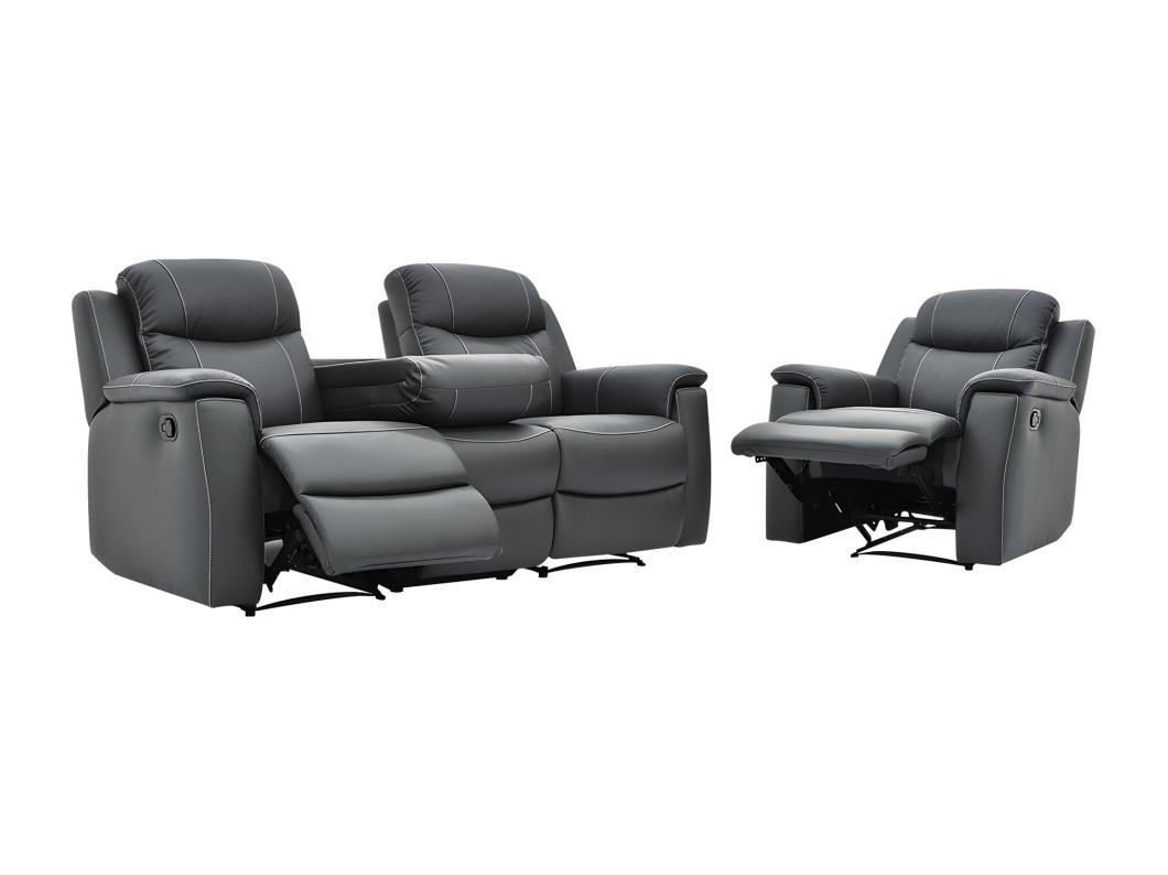 Ledergarnitur Relax 3+1 - Anthrazit - EVASION
