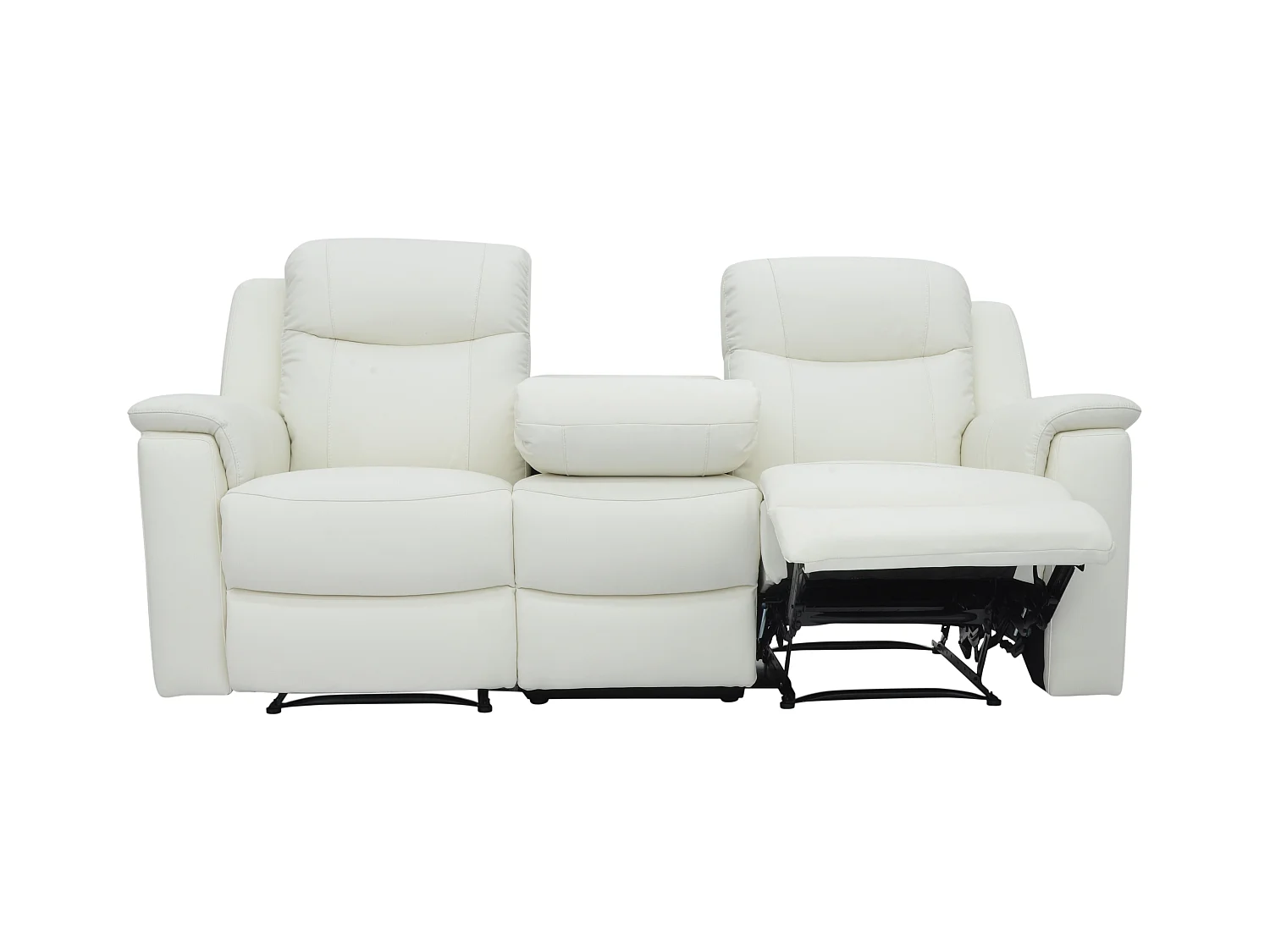 Canapés 3 places 2 places et un fauteuil relax EVASION en cuir - Blanc ivoire