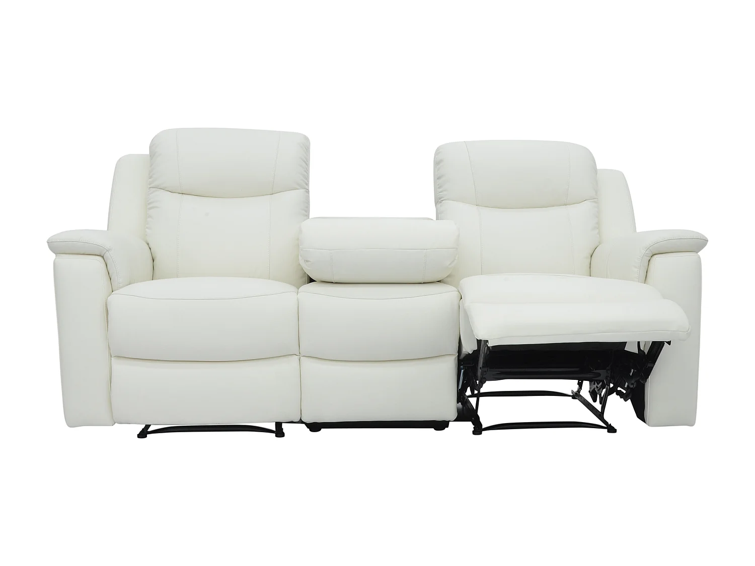 Canapés 3 places 2 places et un fauteuil relax EVASION en cuir - Blanc ivoire