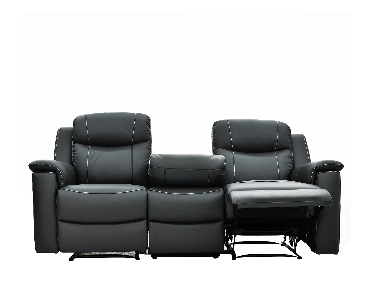 Canapés 3 places 2 places et un fauteuil relax EVASION en cuir - Gris