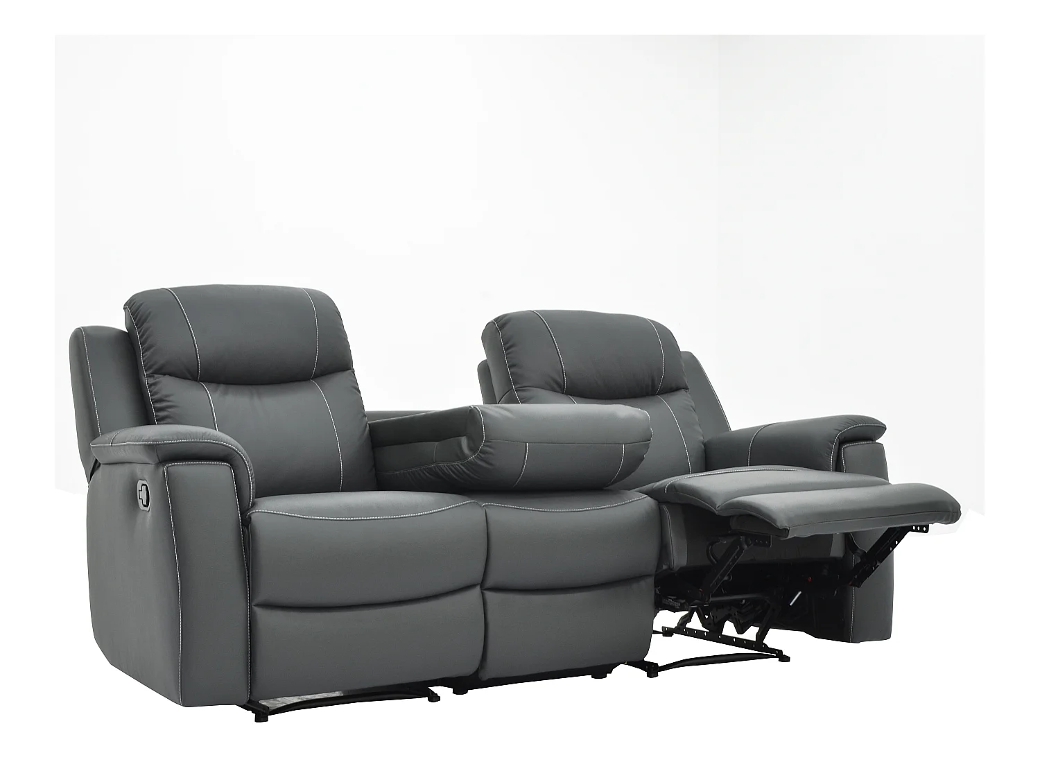 Canapés 3 places 2 places et un fauteuil relax EVASION en cuir - Gris