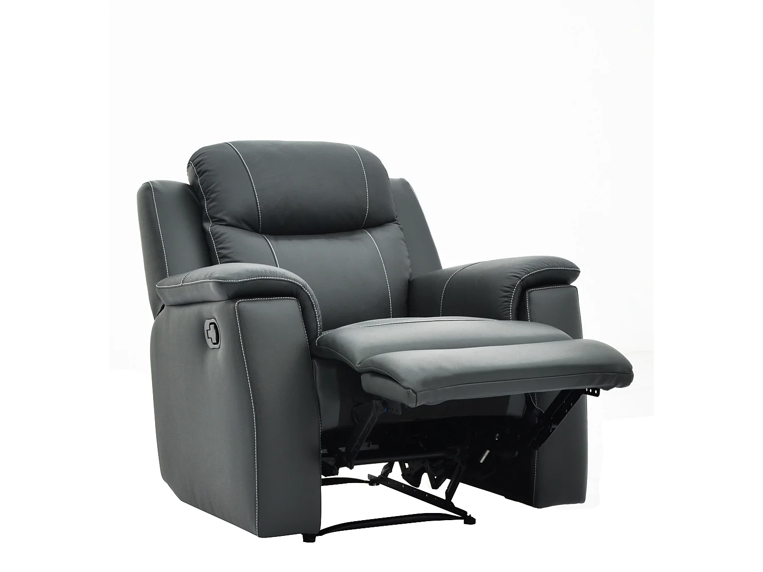 Canapés 3 places 2 places et un fauteuil relax EVASION en cuir - Gris