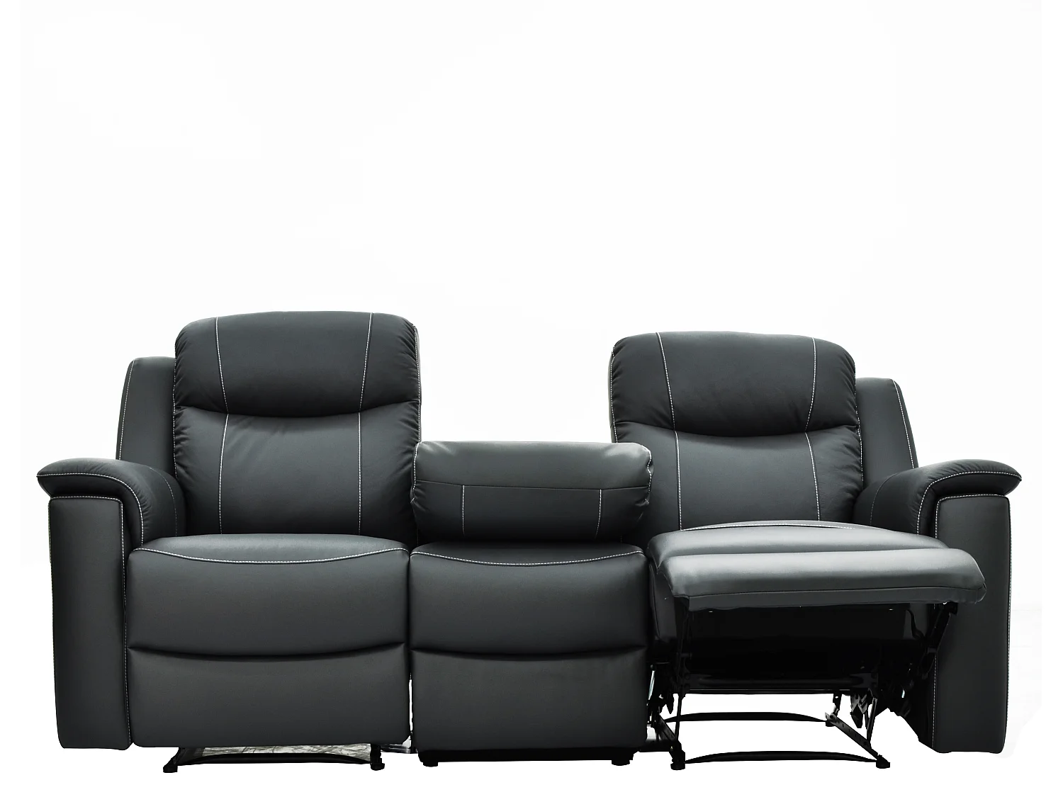 Canapés 3 places 2 places et un fauteuil relax EVASION en cuir - Gris