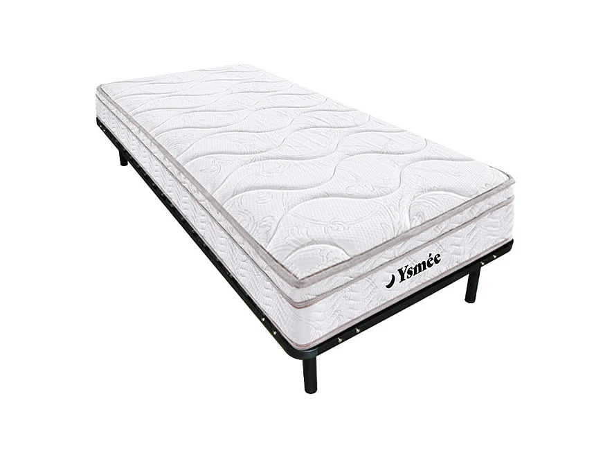Ensemble 90 x 200 cm cadre à lattes + matelas ressorts 3 zones et mémoire de forme ép.20cm - WOLKENTANZ de YSMÉE