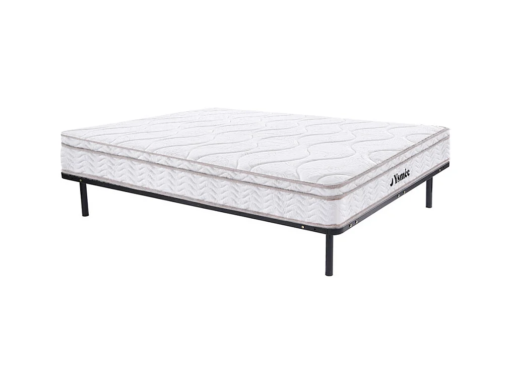 Ensemble 140 x 200 cm cadre à lattes + matelas ressorts 3 zones et mémoire de forme ép.20cm - WOLKENTANZ de YSMÉE