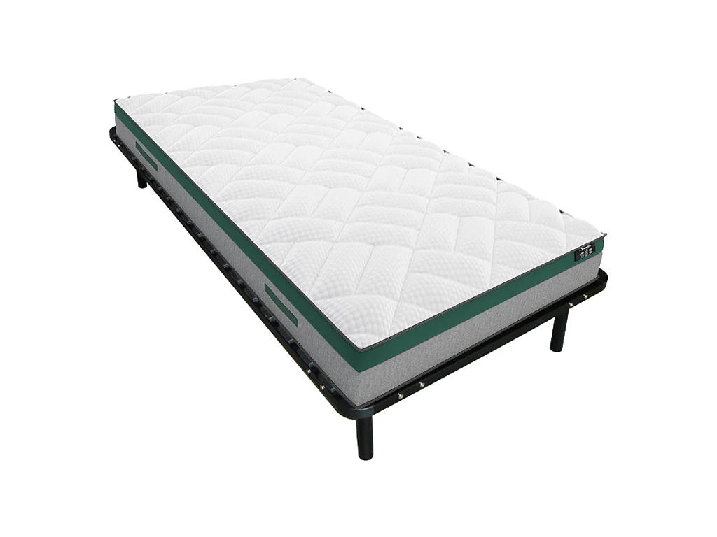 Ensemble 90 x 190 cm cadre à lattes + matelas ressorts ensachés ép.22cm - PRESTIGE de YSMÉE