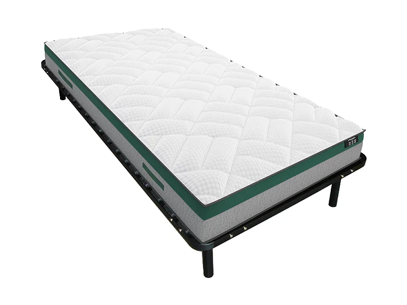 Ensemble 90 x 190 cm cadre à lattes + matelas ressorts ensachés ép.22cm - PRESTIGE de YSMÉE