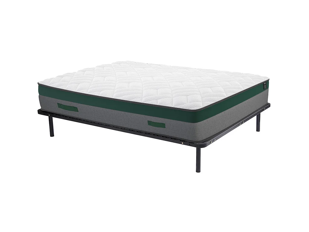Ensemble 160 x 200 cm cadre à lattes + matelas ressorts ensachés ép.22cm - PRESTIGE de YSMÉE