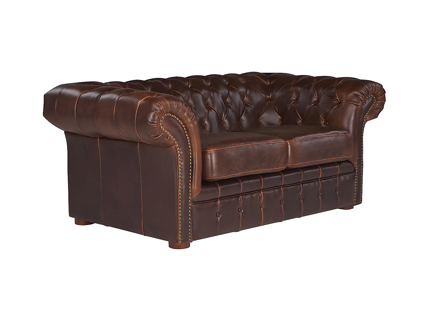 Chesterfield Garnitur 3+2 - Vintage Leder - Braun  - CLOTAIRE