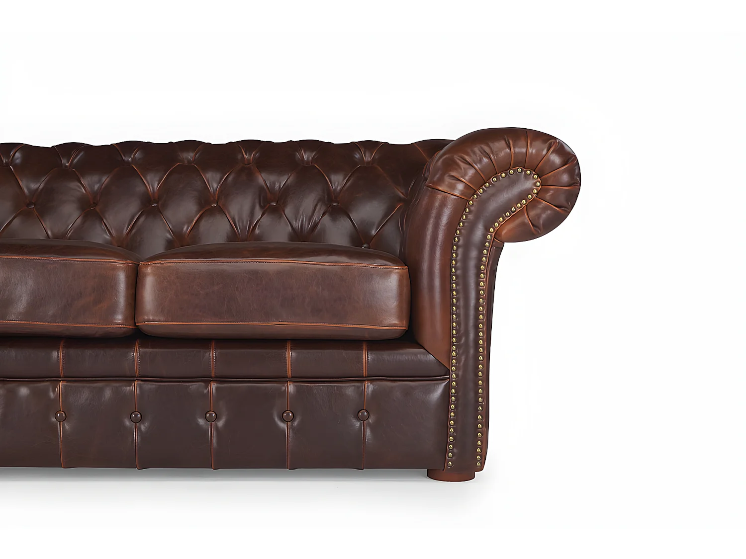 Driezits- en tweezitsbank chesterfield CLOTAIRE van 100% leer met lived-in aspect 