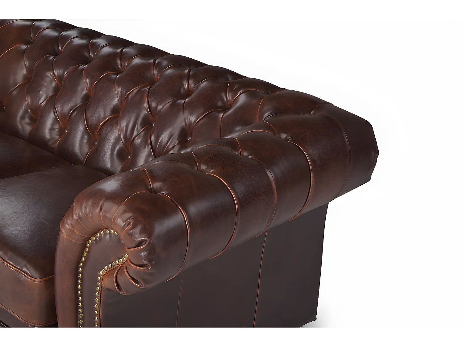 Driezits- en tweezitsbank chesterfield CLOTAIRE van 100% leer met lived-in aspect 