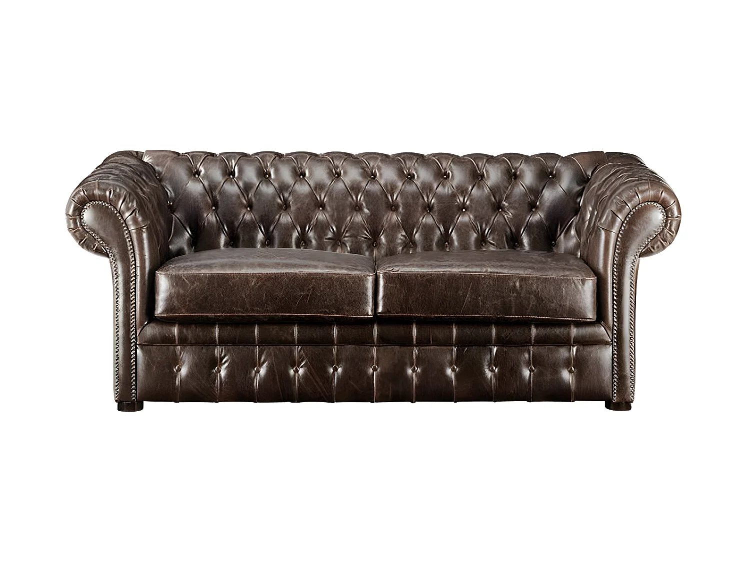 Canapés 3 places 2 places et un fauteuil chesterfield CLOTAIRE 100% cuir vieilli