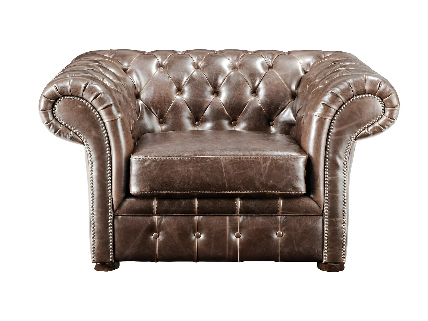 3-seters sofaer, 2-seters og en chesterfield lenestol CLOTAIRE 100% aldret lær