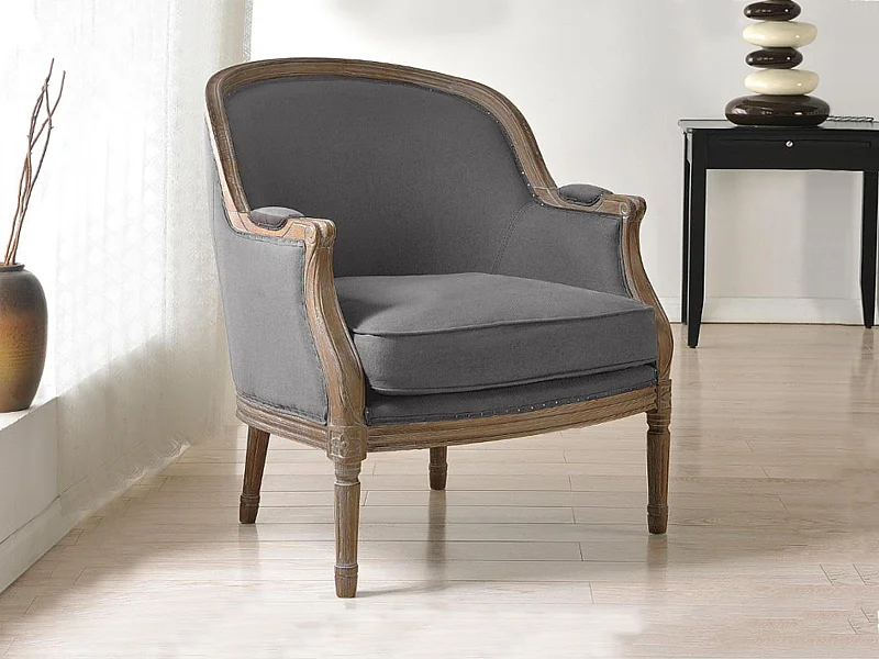 Poltrona in lino Grigio - ALIENOR