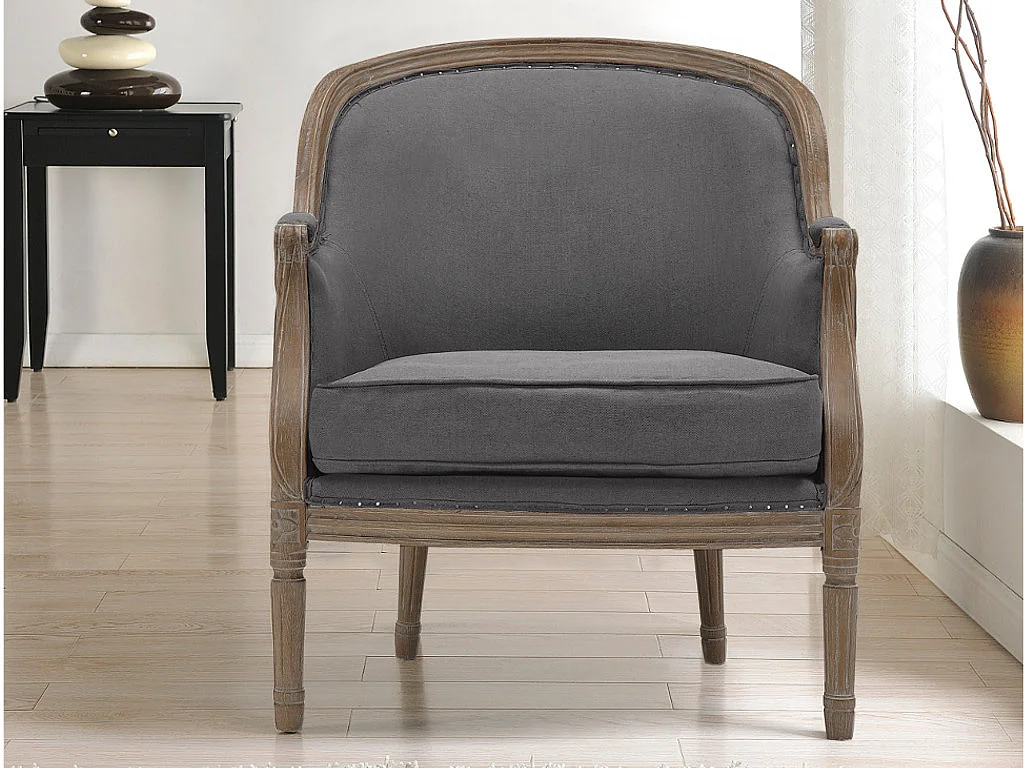 Fauteuil en lin ALIENOR - Gris