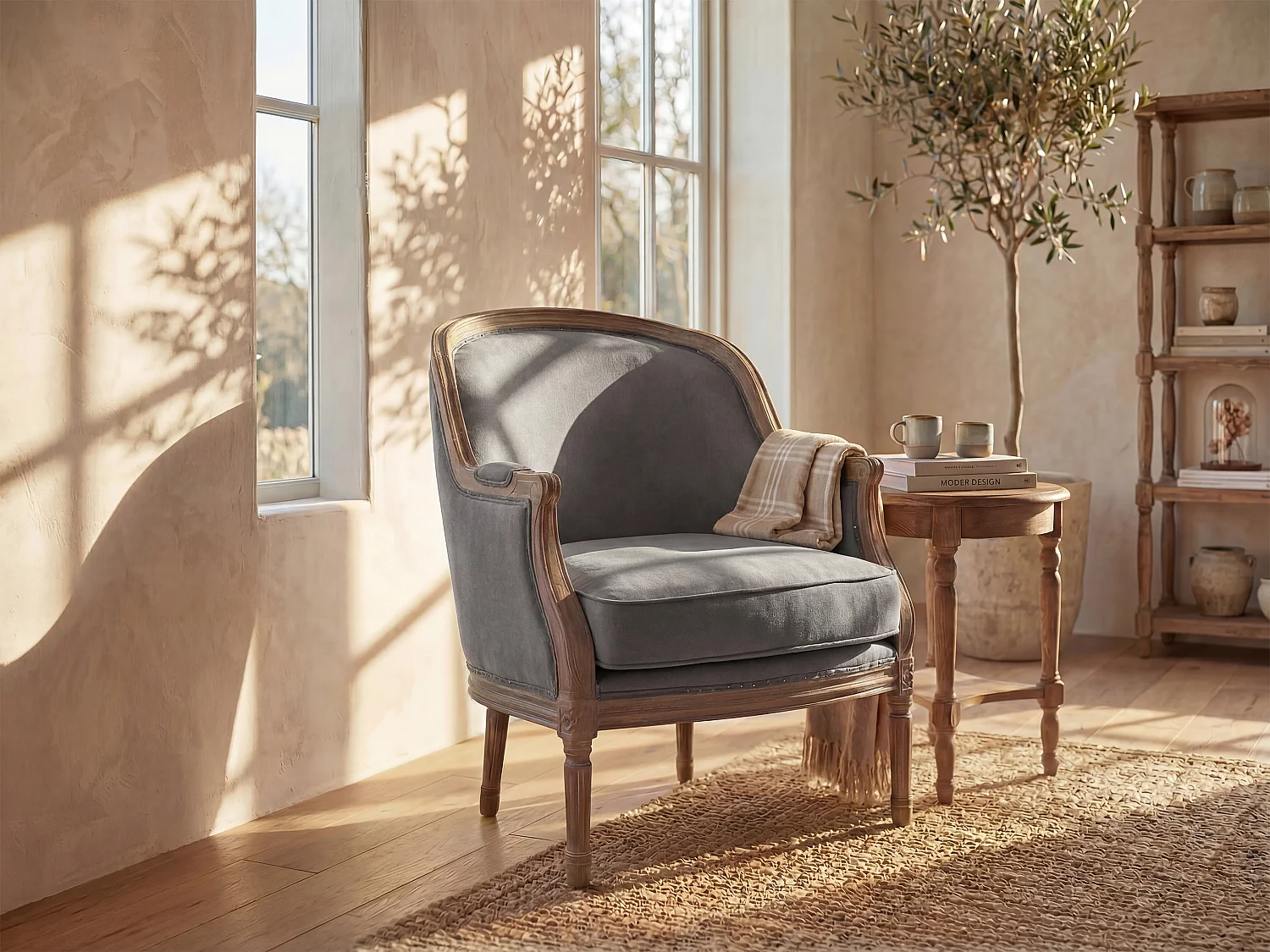 Poltrona in lino Grigio - ALIENOR