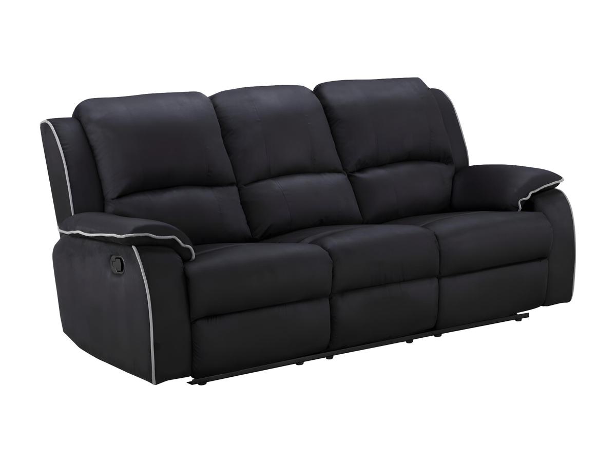 Relaxsofa 3-Sitzer - Microfaser - Schwarz - HERNANI günstig online kaufen