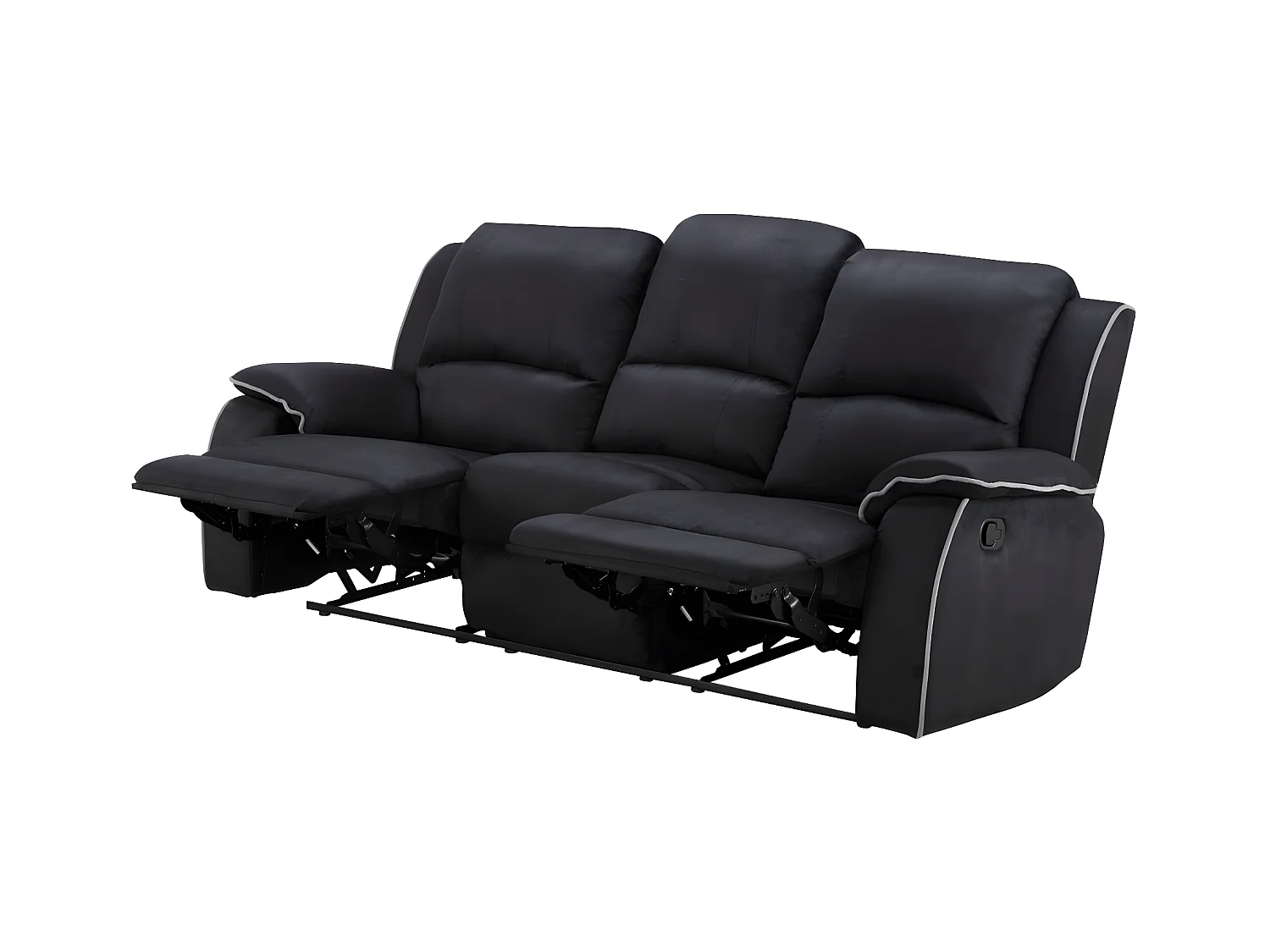 Sofá de 3 lugares relax em microfibra Preto - HERNANI