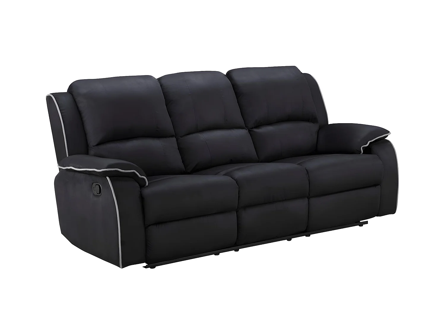 Sofá de 3 lugares relax em microfibra Preto - HERNANI