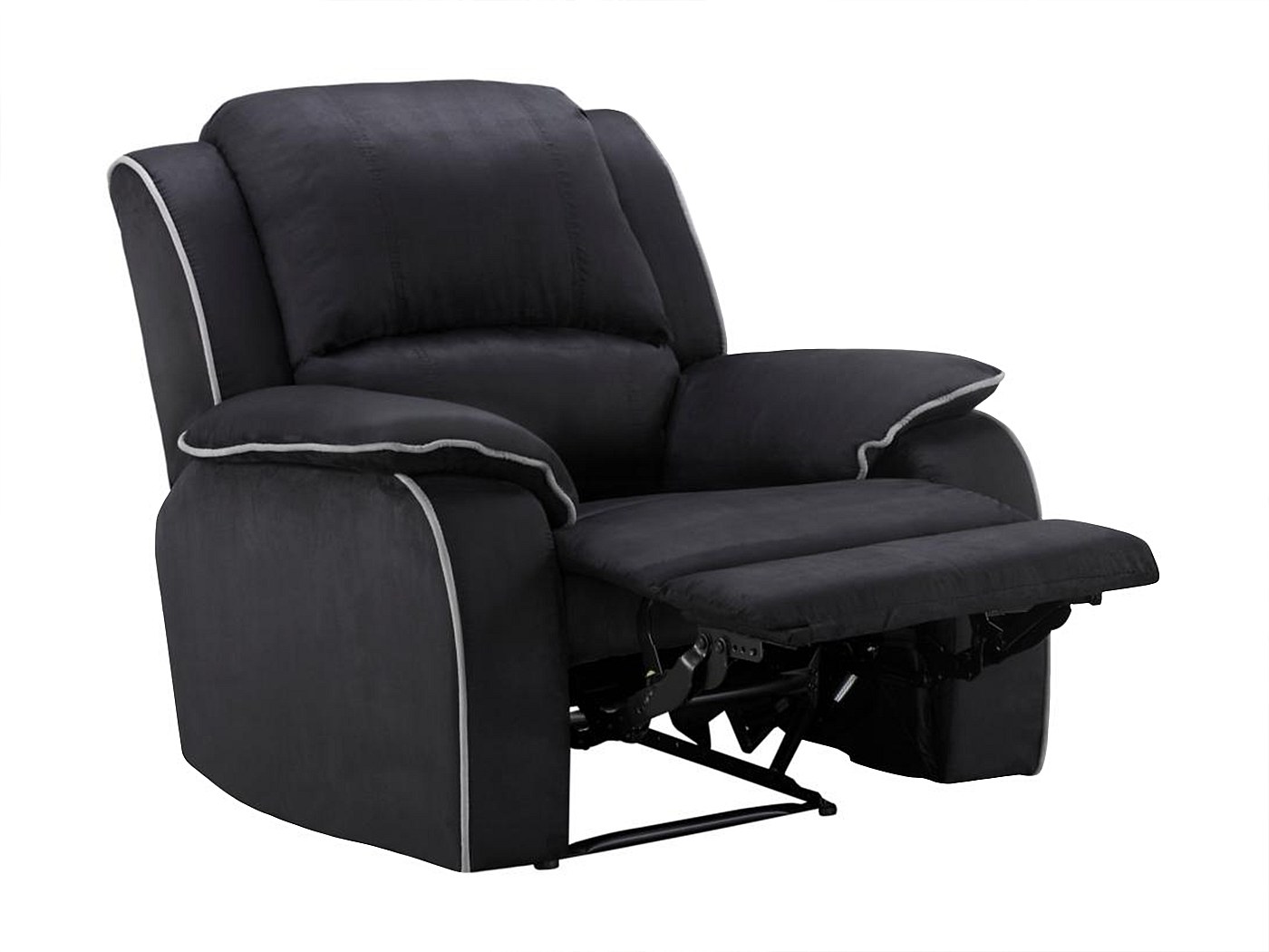 Fauteuil TV Relax En Tissu, Dossier Inclinable, Rembourré Avec Repose Pieds Noir
