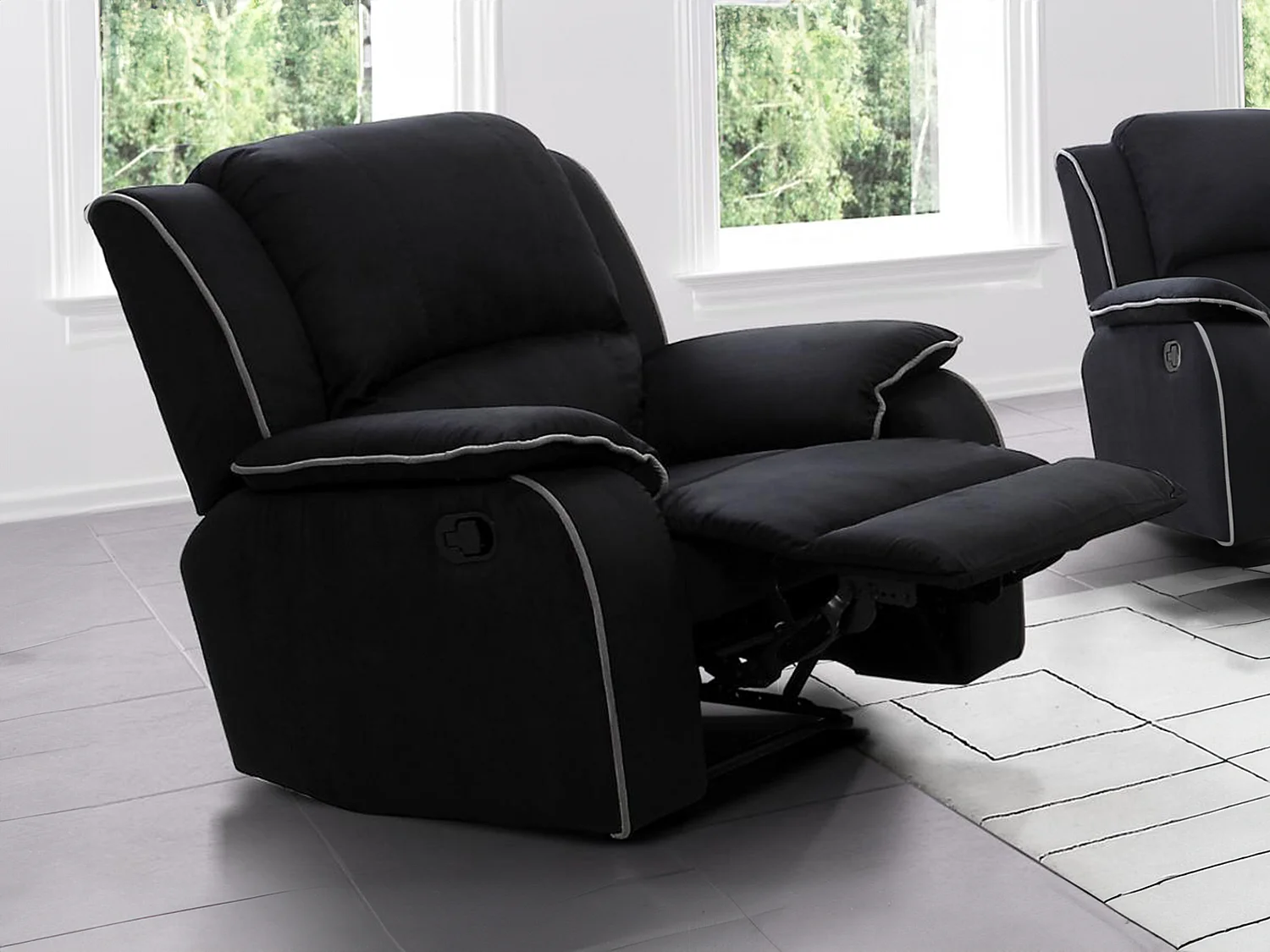 Relaxsessel Fernsehsessel - Microfaser - Schwarz - HERNANI