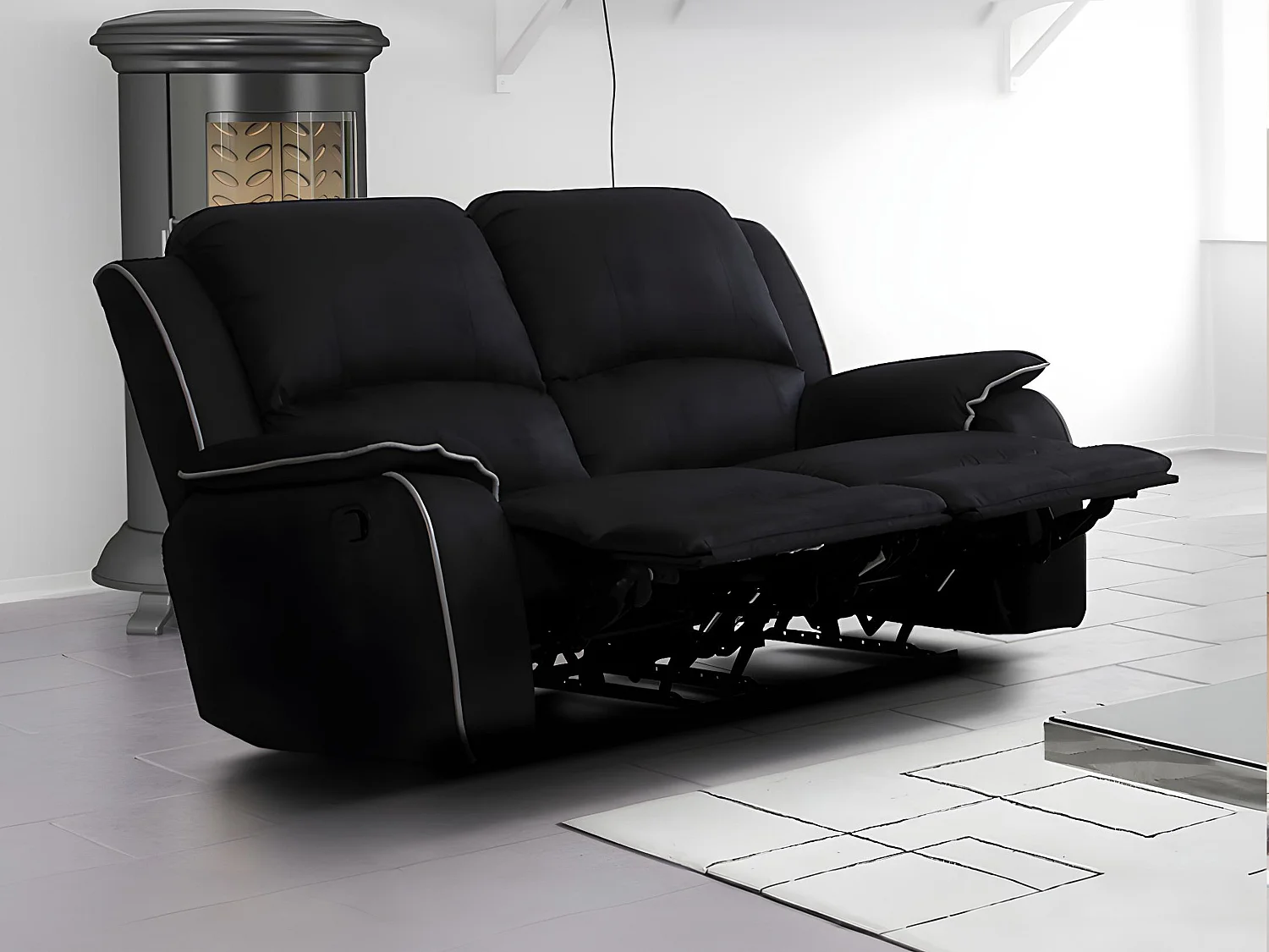 Relaxsofa 2-Sitzer - Microfaser - Schwarz - HERNANI