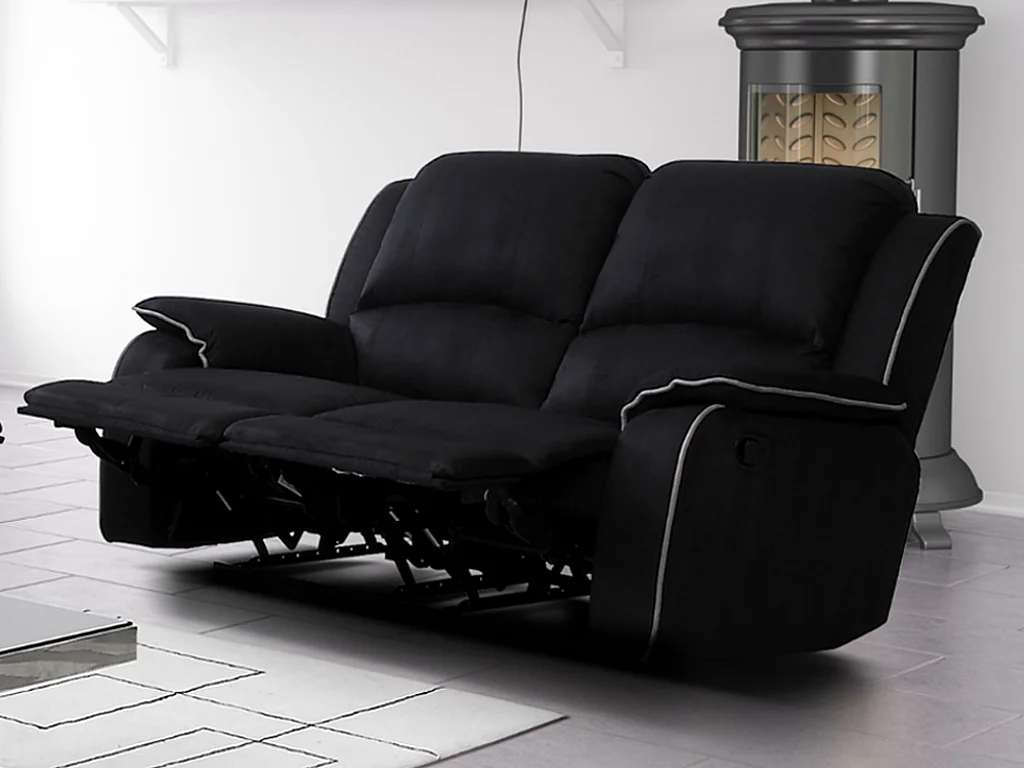 Relaxsofa 2-Sitzer - Microfaser - Schwarz - HERNANI