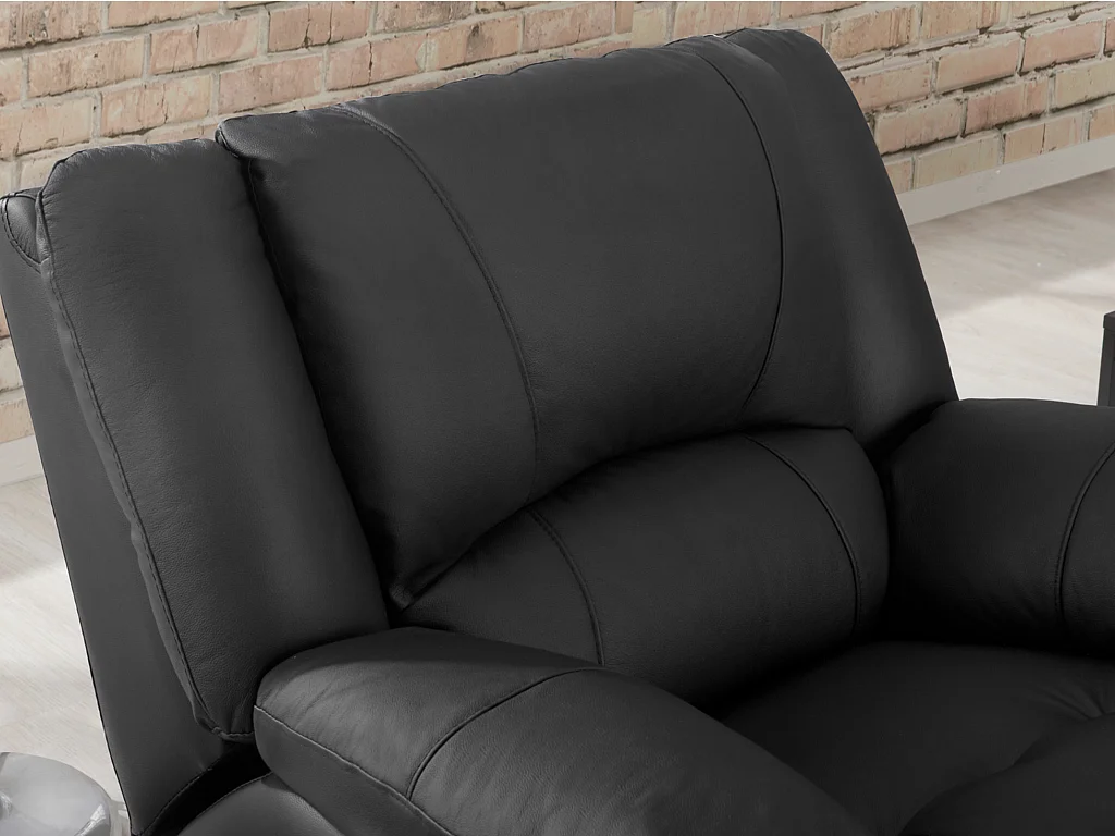 Fauteuil relax en cuir AROMA - Noir