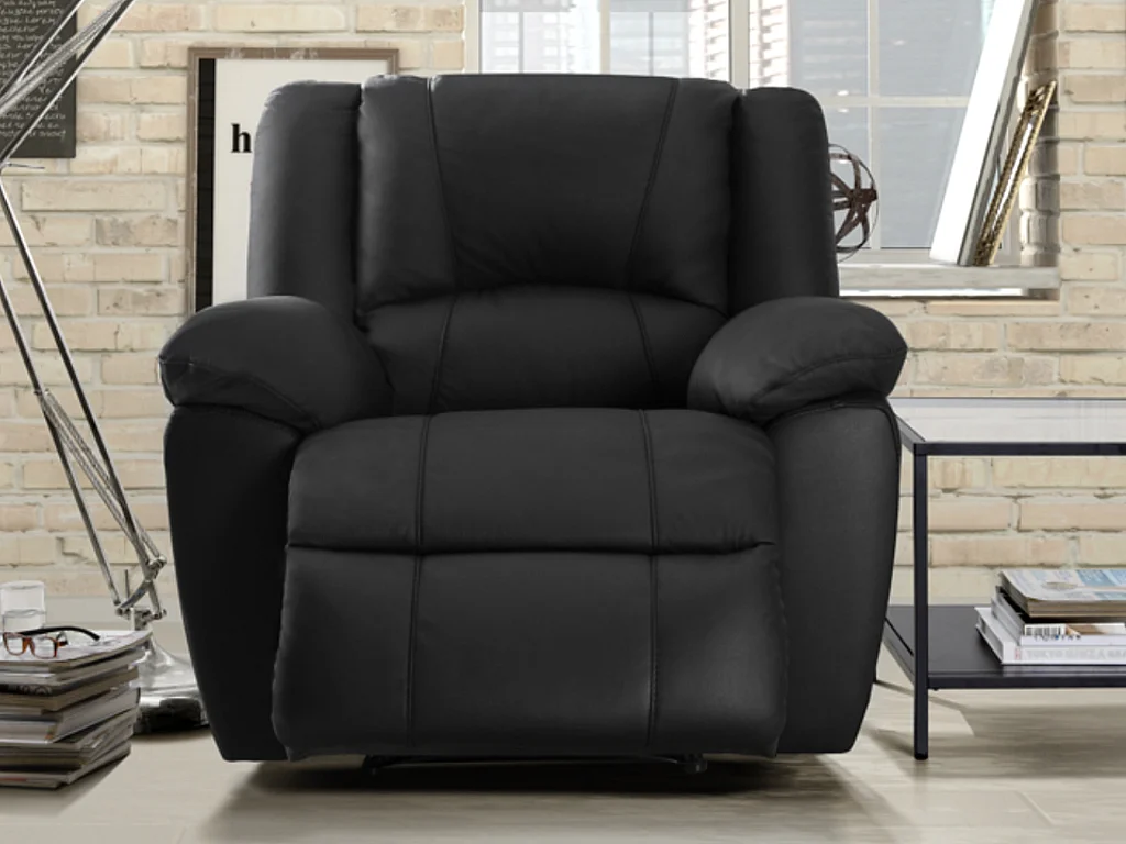 Fauteuil relax en cuir AROMA - Noir