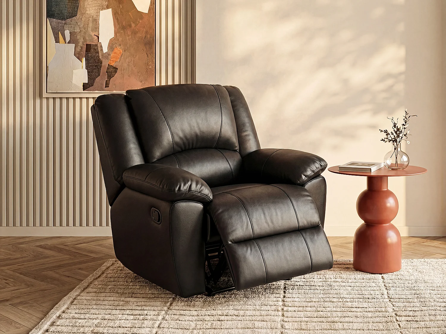 Sillón relax de piel AROMA - Negro