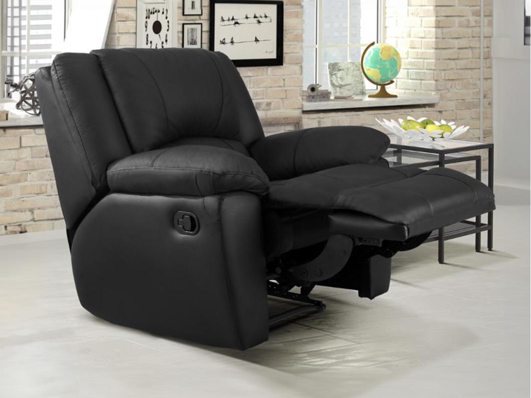 Fauteuil relax en cuir AROMA - Noir