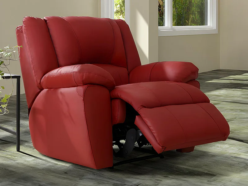 Sillón relax de piel AROMA - Rojo
