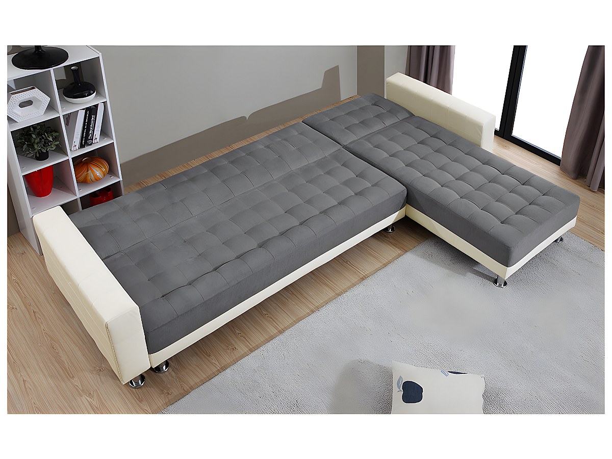 Sofa cama ángulo reversible tela y piel sintética WILLIS