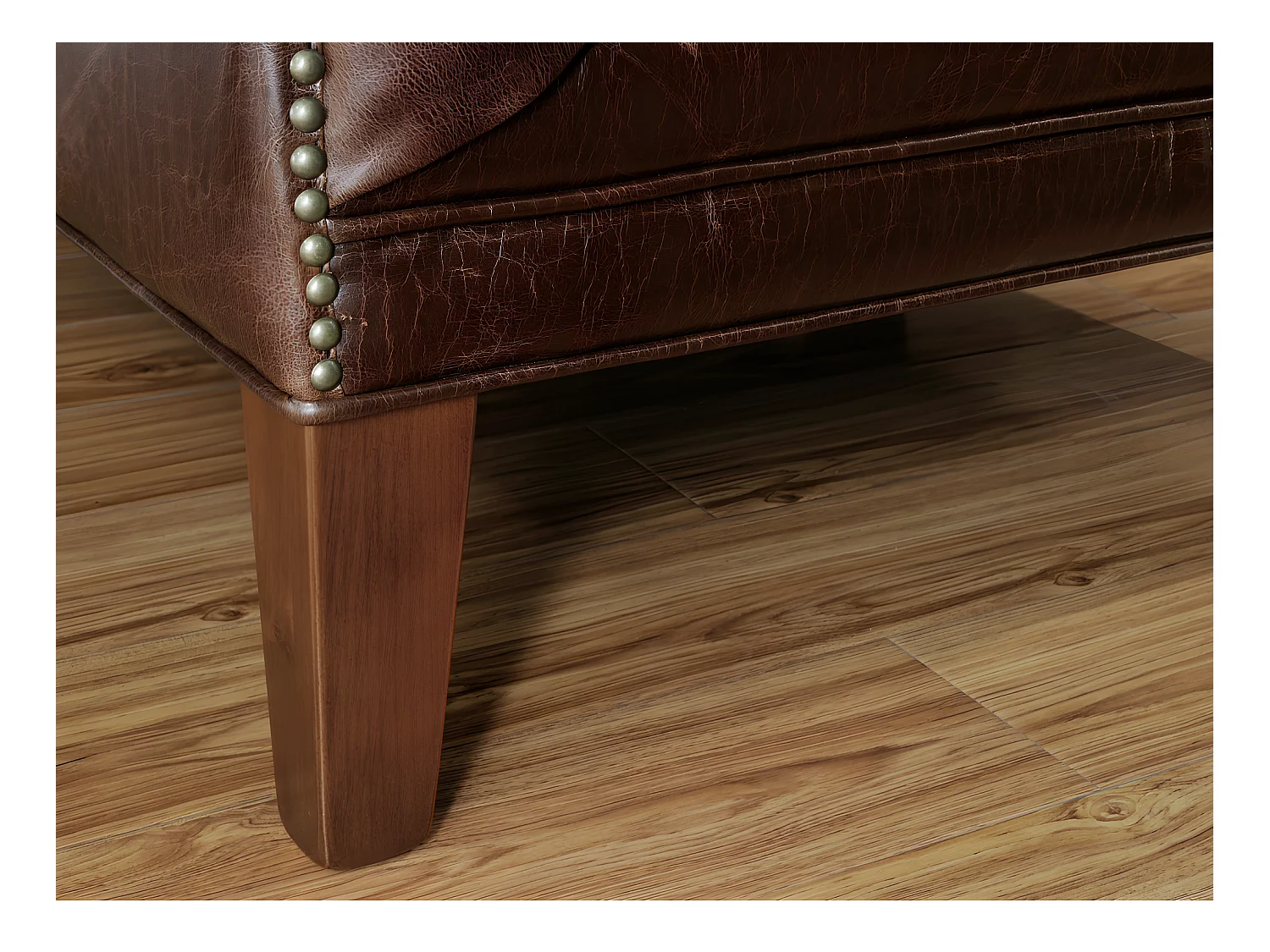 Driezitsbank van leer COLBERT - Bruin