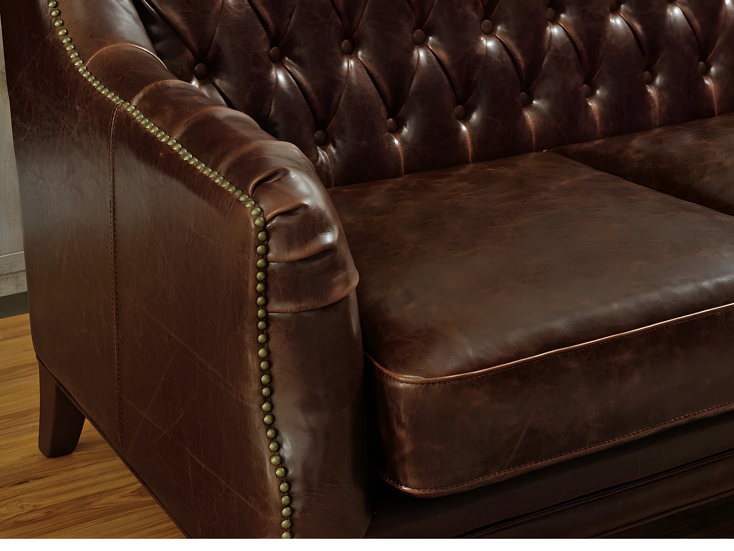 Divano 3 posti in pelle Marrone -  COLBERT