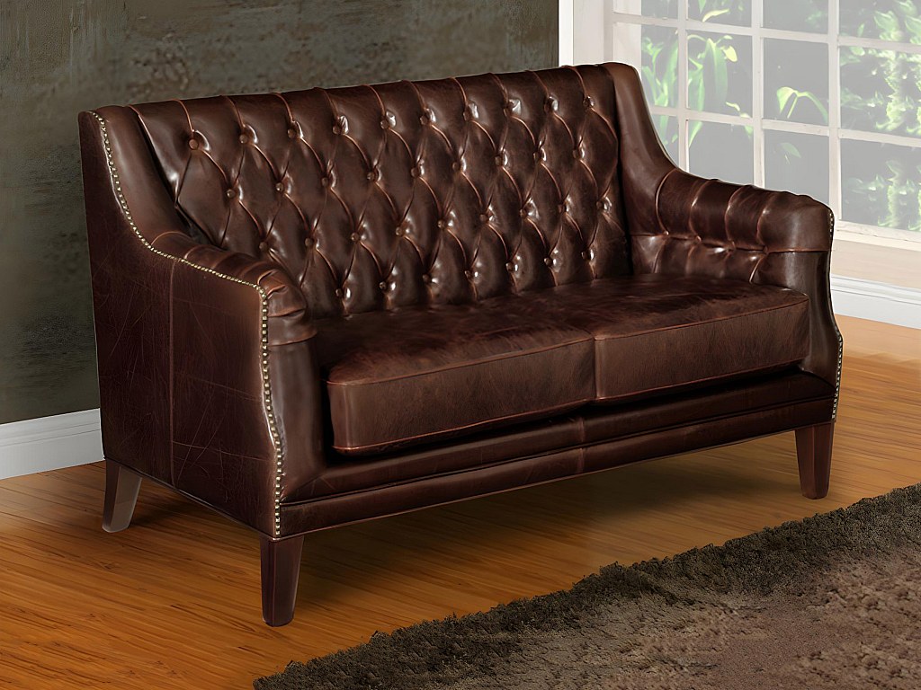 Ledersofa 2-Sitzer - Braun - COLBERT