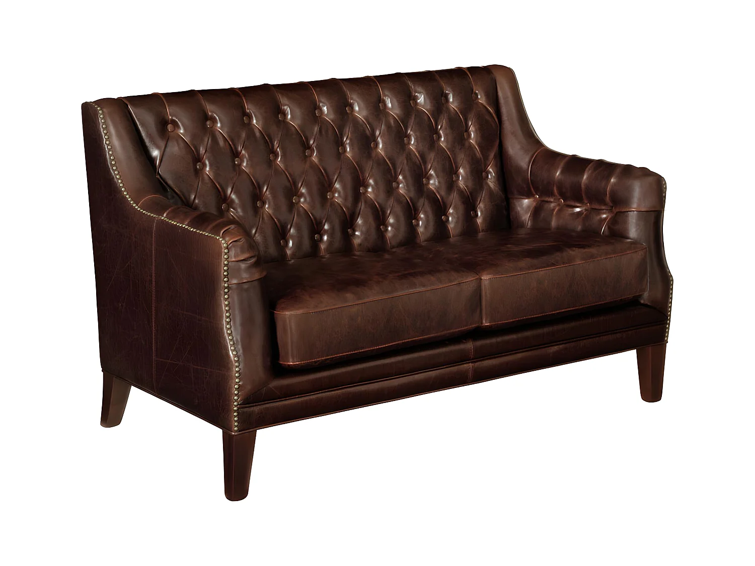 Ledersofa 2-Sitzer - Braun - COLBERT