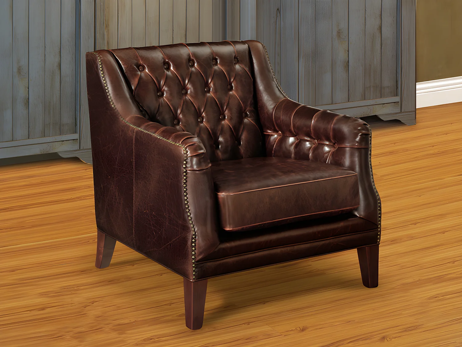 Fauteuil en cuir COLBERT - Marron